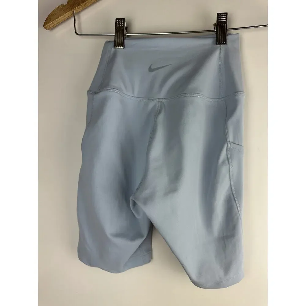 NWT Nike One Dri-FIT High Waist 8" Biker Shorts Blue FZ6758-440 Women's Size XS - Picture 2 of 16